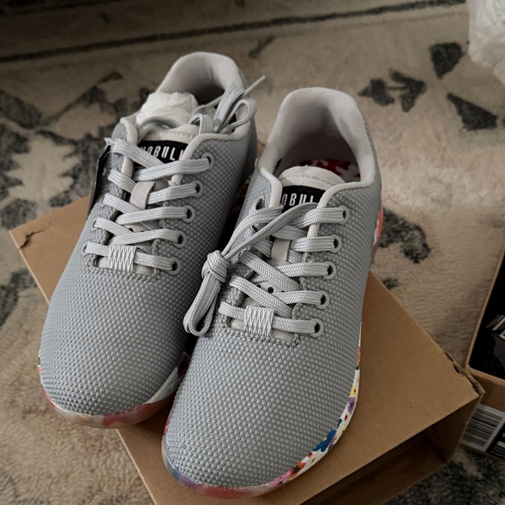 Brand New w Tags Nobull Gray Athletic Sneakers with Colorful Soles